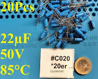 20x VISHAY BC Becher-Elko 22uF 50V 85°C  Kondensatoren Capacitor HiFi NOS E-Cap