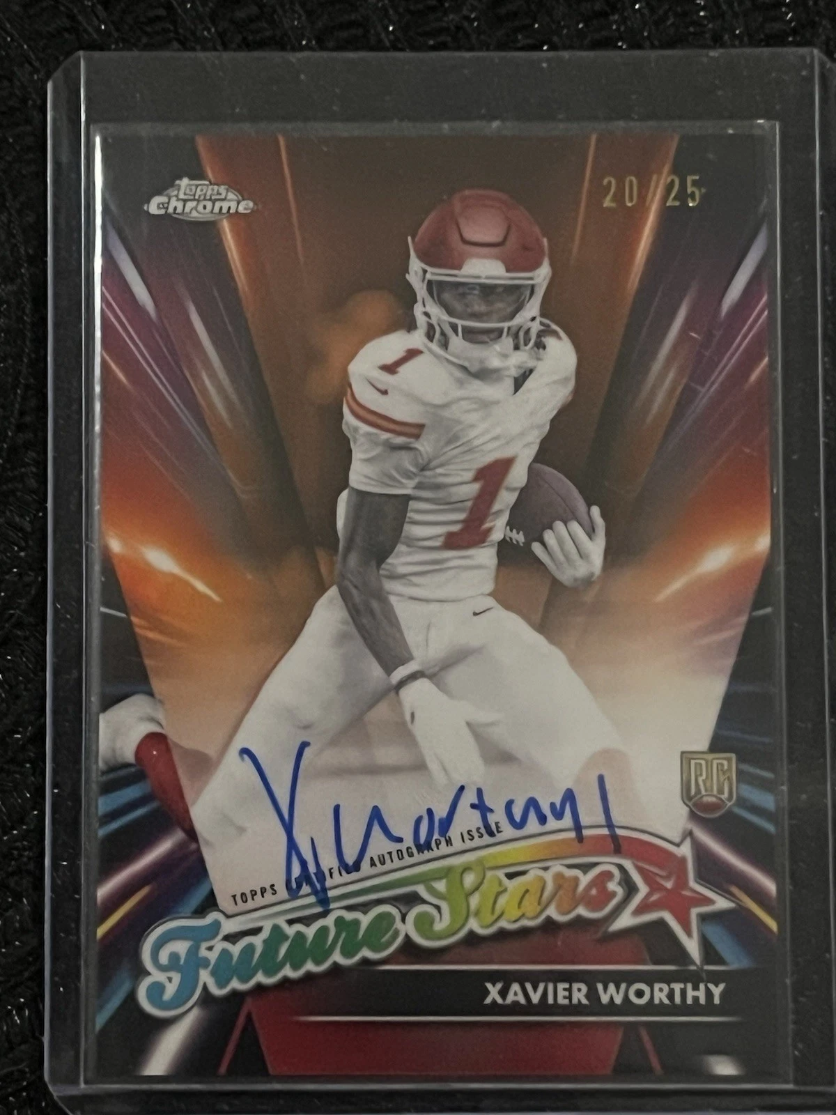Xavier Worthy Topps Chrome Future Stars Autographs #FSAXW Orange Geometric