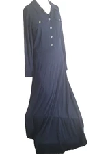 Soft Surroundings Small maxi dress long button collar sheath stretch longsleeve