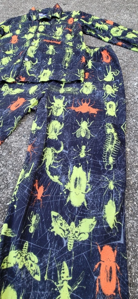 Joe Boxer Bug Pajamas PJ's 2 Pc Set Spiders, Centipedes Ants Bugs XL 14/16 - Image 2 of 4