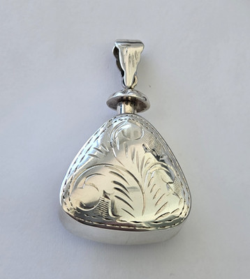 Vintage Mexico Tested Sterling Silver Perfume Bottle Pendant Etched poison