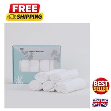 Classic White Bamboo Baby Towels - 10x10 Inches, Reusable and Eco-Friendly
