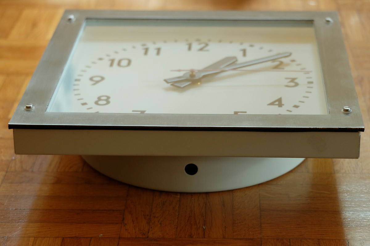 30 cm Edelstahl Bahnhofsuhr Industrieuhr Fabrikuhr Werksuhr Bürk