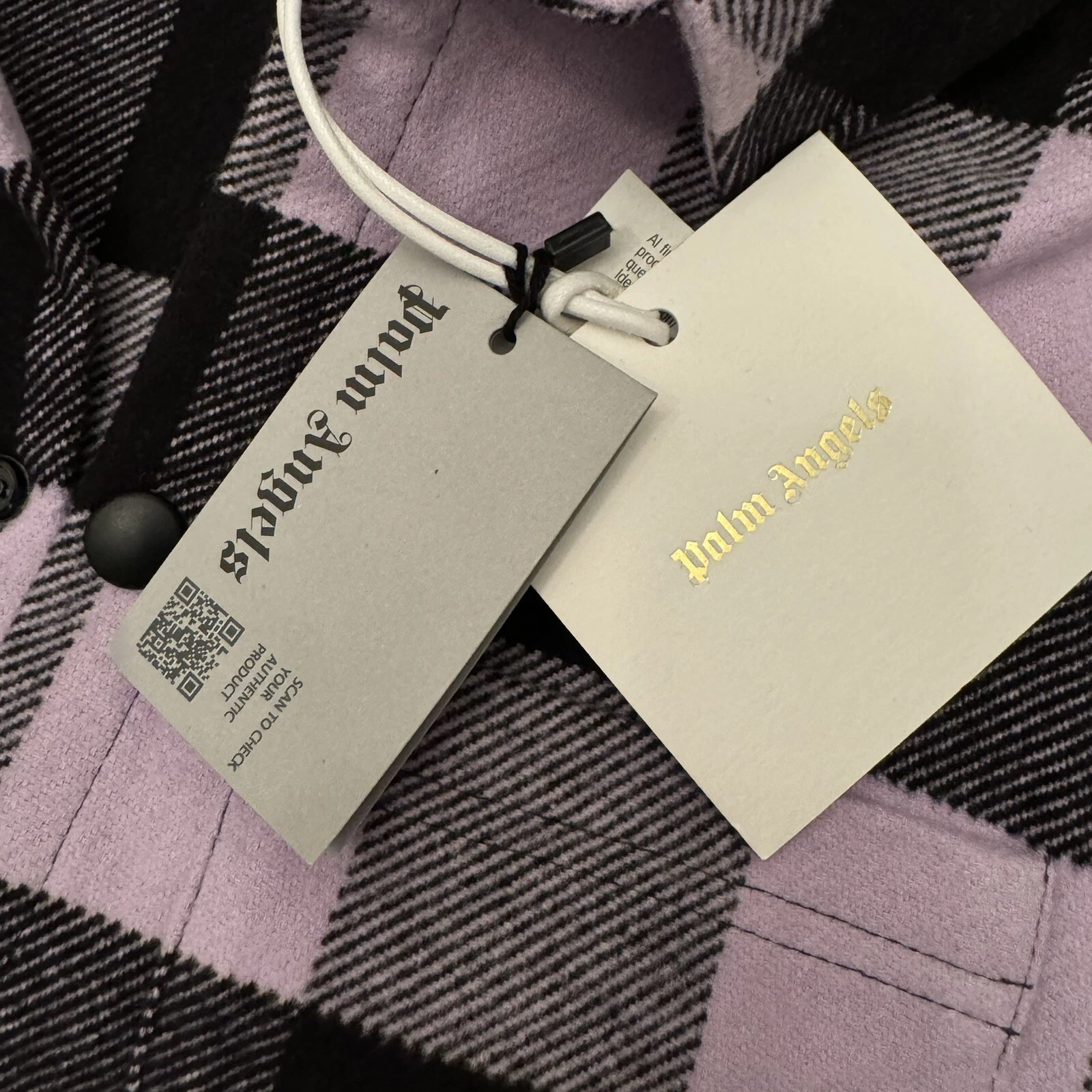 Felpa con cappuccio Palm Angels bambini a quadretti $550 taglia 12 blu navy rosa lilla