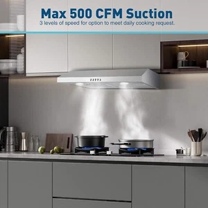 SNDOAS 30 inch Cuisine sous cabinet Range Hood 3 Vitesse 500CFM Évent avec/DEL