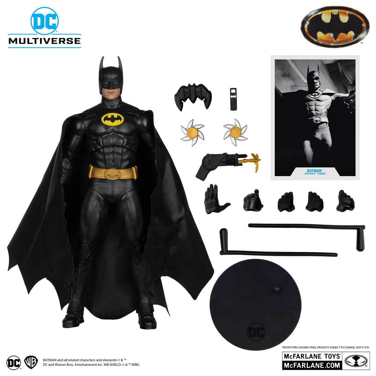 Figura De Acción Batman (1989) De 7 Pulgadas DC Multiverse | McFarlane Toys Con 22 Puntos De Articulación Y Capa De Tela | Incluye Batarang, Lanzador Y Base De Exhibición