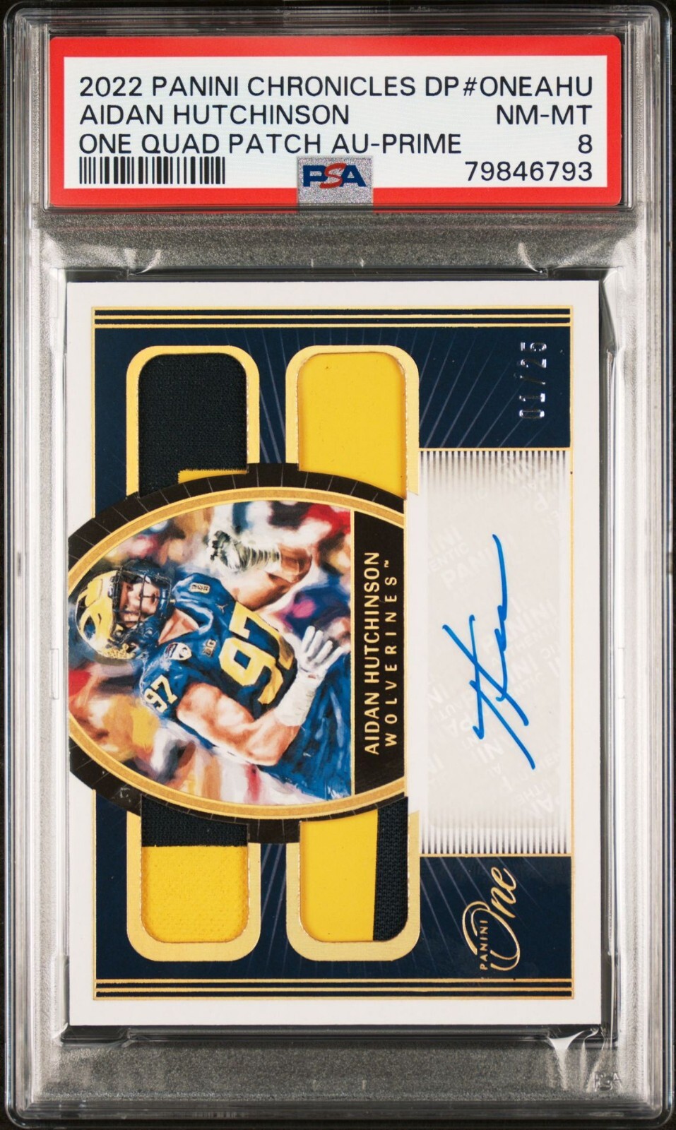 Aidan Hutchinson Panini Chronicles Draft Picks One Quad Patch Autographs #ONEAHU Prime