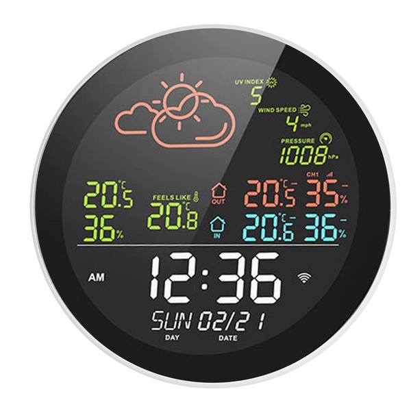 Estación Meteorológica Inteligente TUYA Wifi con Reloj Medidor de Temperatura y Humedad Color