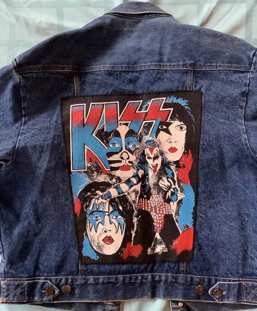 KISS バンドジャージージャケット KISS Vintage Denim Jacket Blue - Men's L. Patches Pins | eBay