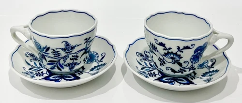 BLUE DANUBE Japan BLUE ONION Pattern CUP & SAUCER SETS Set of 2 RARE BACKSTAMPS