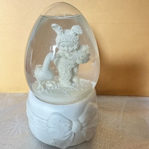 Department 56 Music Box Snow Globe Boy Egg Goose Easter Glitter Musical Bow - Picture 1 of 15