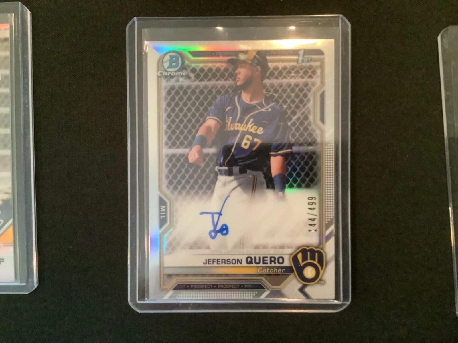 2021 Bowman Chrome 1st Jeferson Quero REFRACTOR Auto #CPA-JQ Brewers 144/499