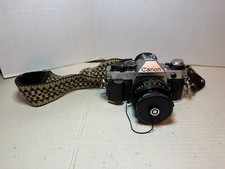 Vtg Canon AE-1 Program SLR Camera Silver Black 35mm Film with 50mm F1.8 Lens