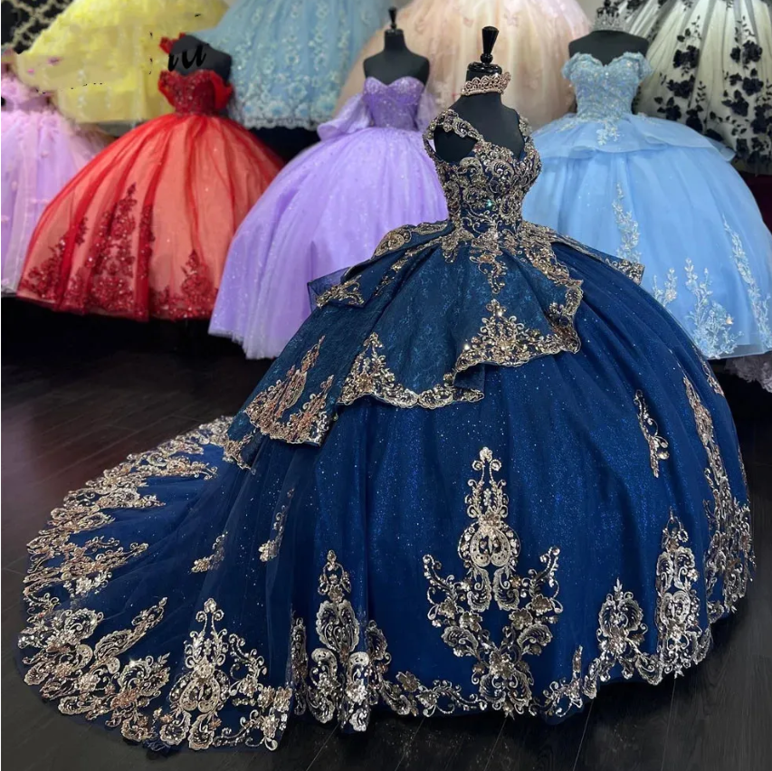 Royal Blue Quinceanera Dresses for Sweet 15 Year Sexy V Neck Puffy Ball  Gowns | eBay