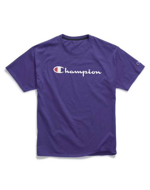 Champion Men's Classic Jersey Script Tshirt Purple Size Large K2sh for