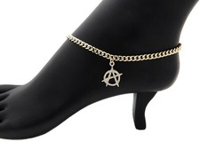 Women's Girls Fashion Anarchy Charm Cuban Chain Anklet Ankle Bracelet RAK127
