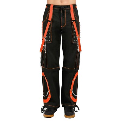 Puritues Men s Step Chain Orange Steampunk Gothic Rockstar Pants