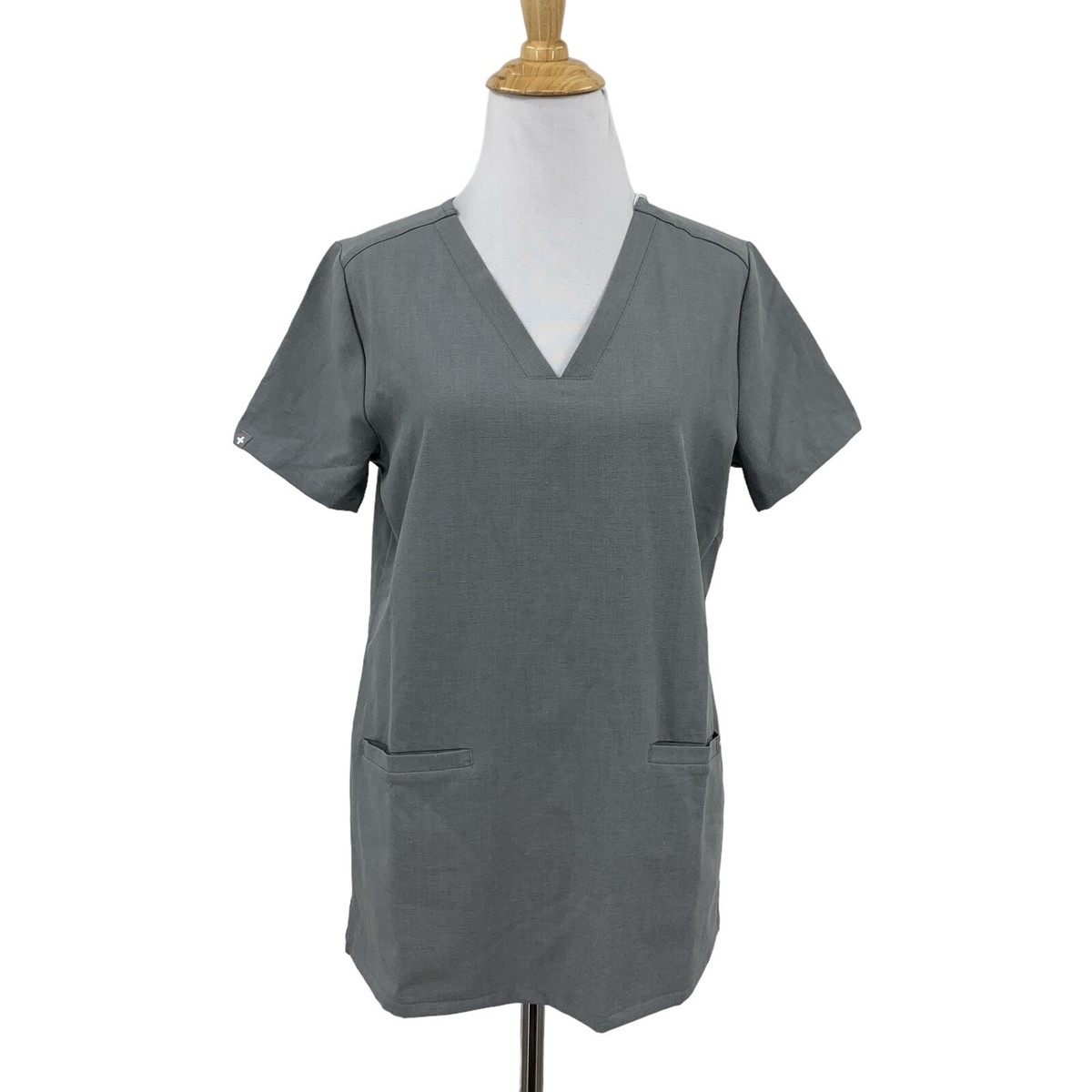 Figs Scrub Top Women XS Extra Small Gray Casma Three Pocket