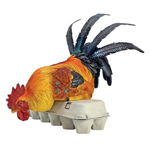 Barnyard Rooster Chicken Fowl Statue Farm Kitchen Perch Shelf