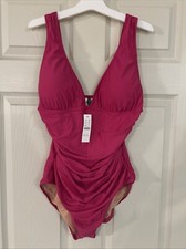 NWT J. Crew Ruched V Neck One Piece 12 Swimsuit Fuchsia Pink J.Crew BC116 Swim