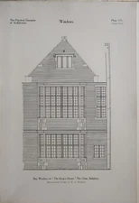 1915 ARCHITECTURE PRINT BAY WINDOW THE KING'S HOUSE CLOSE SALISBURY H. MCQUEEN