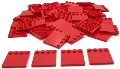 #ad Lego 50 New Red Tiles Flat Smooth Modified 4 x 4 with Studs on Edge Parts $10.99