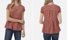 CeCe Short Sleeve Tiered Parisian Ditsy Tee - Blossom Size Large