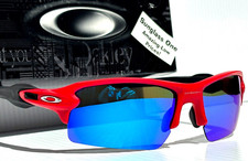 NEW Oakley FLAK 2.0 Matte Redline POLARIZED Galaxy Blue Mirror Sunglass 9188