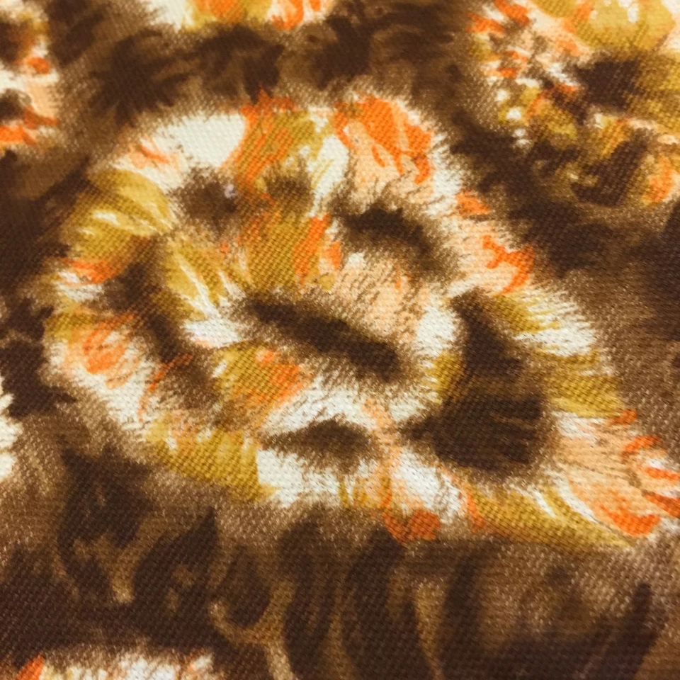 3 yds Schwartz Liebman Textiles Fabric Brown Abstract Flowers Orange Tie Dye - Image 4 of 4