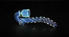 4" UNICORN STEM SHERLOCK -BLUE- One Hitter Tobacco Smoking Glass Pipe One Hitter