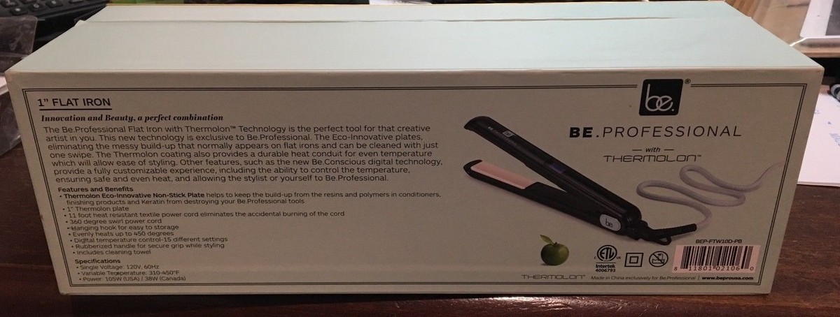 Be Professional Digital Thermolon Flat Iron, Pearl Black, 1 