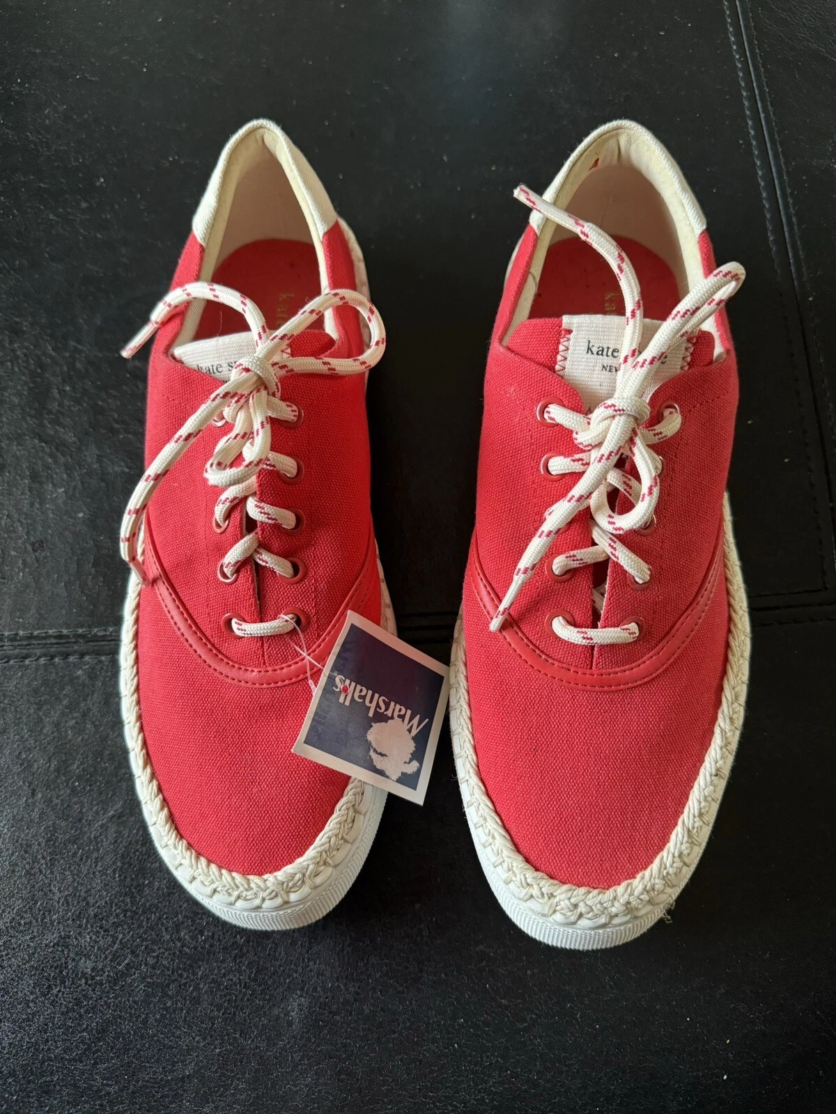 Sneakers da donna Kate Spade NY Boat espadrille rosa corallo taglia 9B nuove con etichette