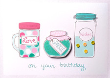 Art Greeting Happy Birthday 3D Stickers Sparkle Jars Love Wishes