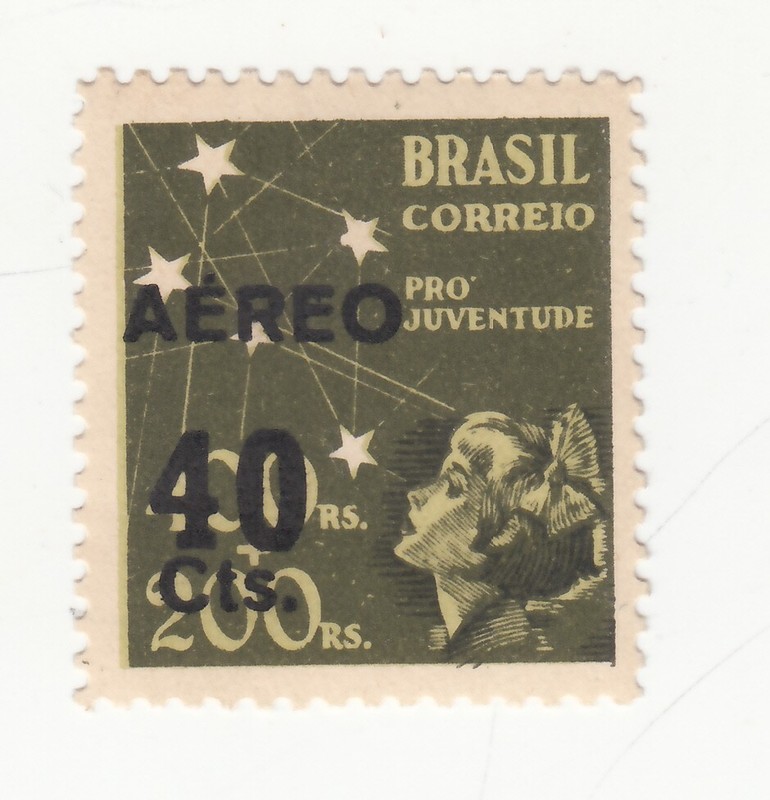 BRAZIL 1944. Youth. Pro Juventude. Child Welfare. Surcharged Air 40c. Sc C56 MLH