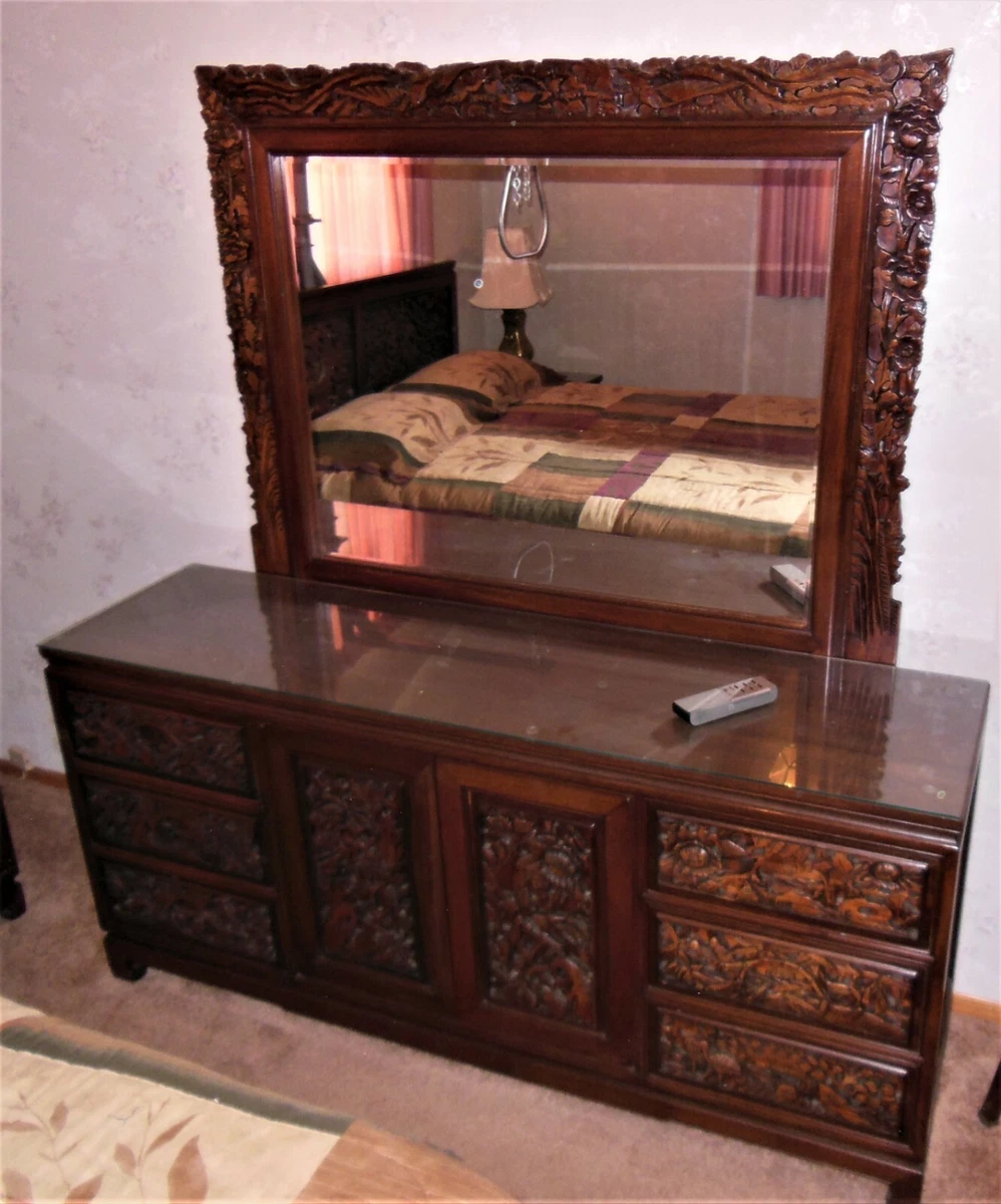 Antique cherry dresser with mirror outlet
