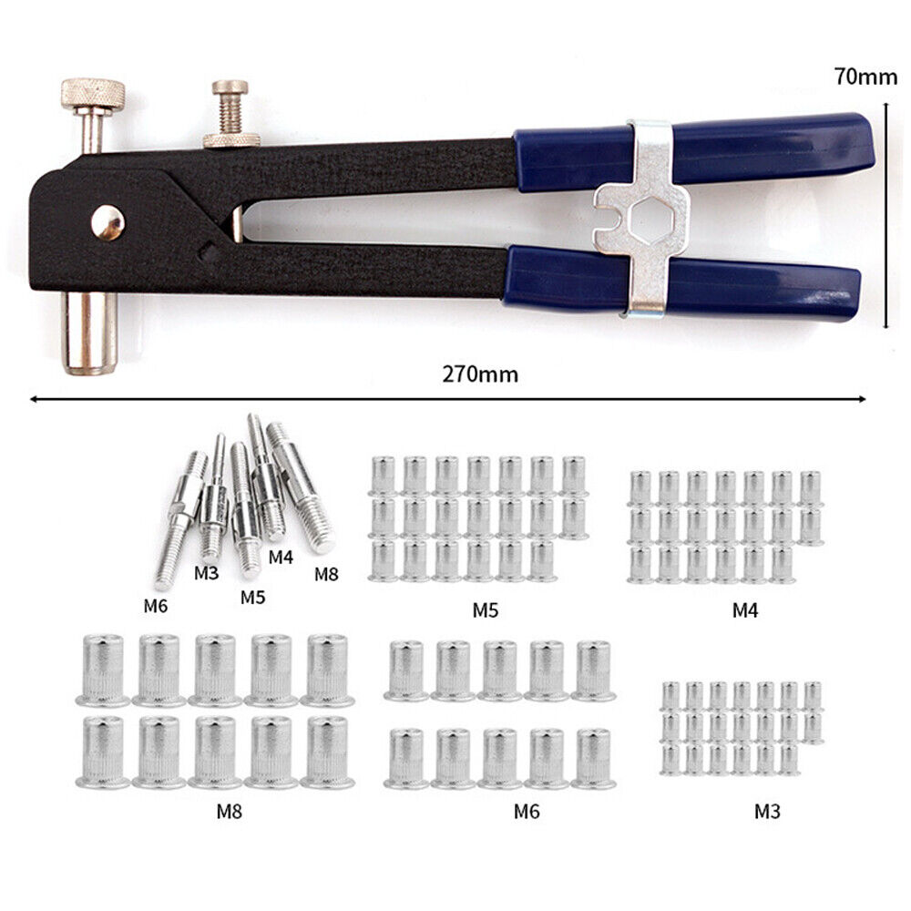 86x Nietmutternzange BlindNietzange Set M3 M4 M5 M6 M8 Nieten Nietmuttern Satz