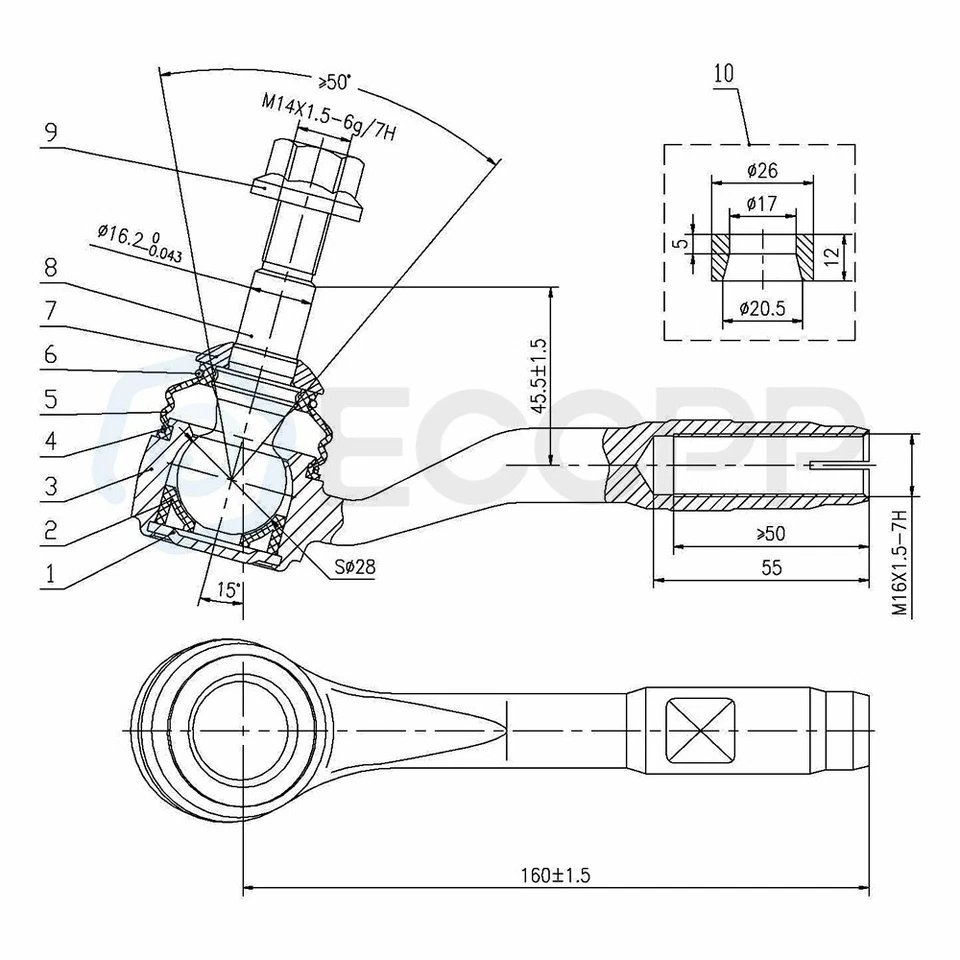 For BMW 750Li 760i 760Li Suspension 4x Control Arm & Ball Joint 2x Tie Rod End - Image 3 of 4
