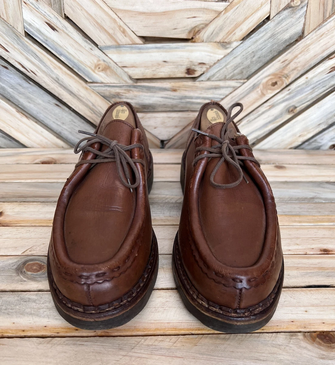 Paraboot Michael Marche || Brown Leather Moc Toe Derby Shoes Sz EUR 39.5/US6.5