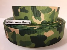 Grosgrain Ribbon Green Camo Outdoors Clothing Hunting Sports Woodland Country 1"
