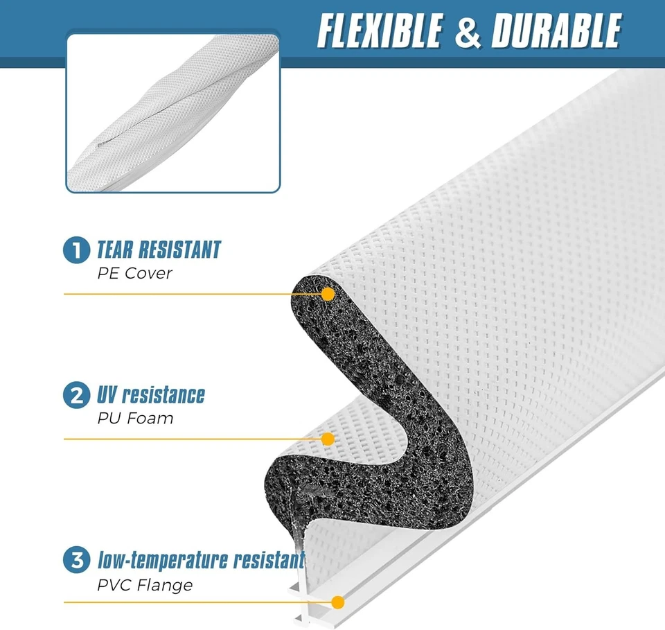Weather Stripping Door Seal V Shaped Q Foam Kerf Weather Strip Soundproof 24FT - Image 3 of 4