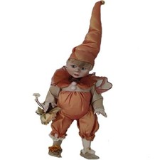 Bambola pinocchio in porcellana di capodimonte folletto porta fortuna vestito in