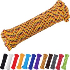 100ft 1/4 Inch 7mm Polyester Rope, Utility Cord Gold Blue Red