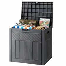 Garden Storage Box Plastic Organiser Outdoor Small GREY Holder 56 x 43 x 53 cm