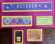 Sewn Premade Scrapbook Page/Sewn Mat Set - 5 pieces: October