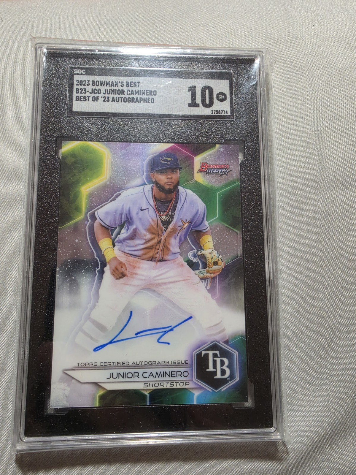 Junior Caminero AUTO~RC SGC 10 Bowman's Best 2023 Certified Rookie Autograph