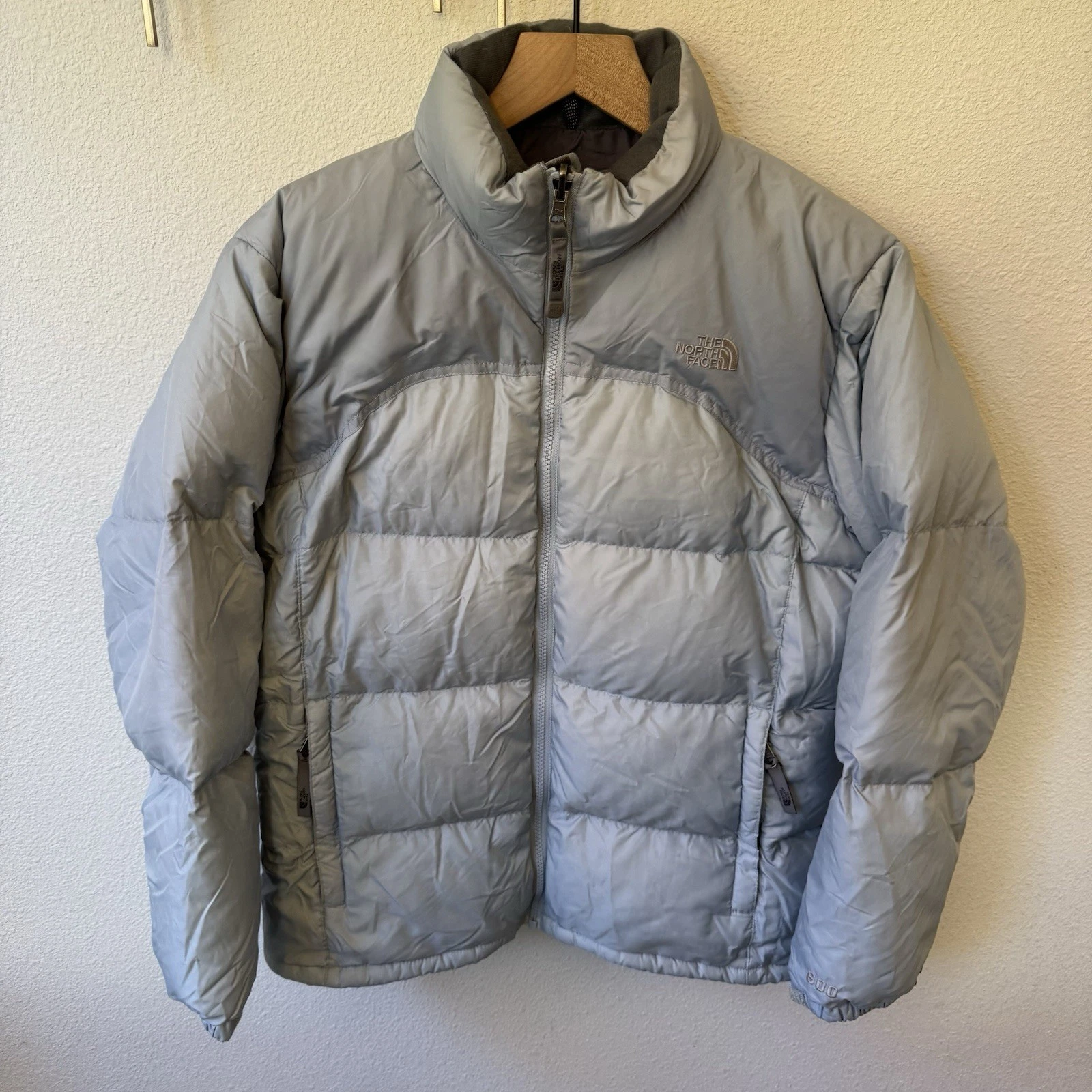 VTG North Face Approach Goose Down Puffer Jacket Girls XL Ice Blue 600 Fill Y2K