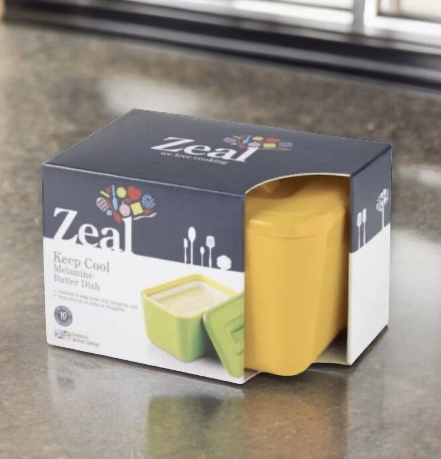 Zeal Butter Dish Melamine Double-Walled Insulated With Lid Mustard Yellow NEW