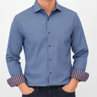 Nordstrom Rack Dress Shirt Mens 15.5 34/35 Blue Slim Fit Flip Cuff Long Sleeve