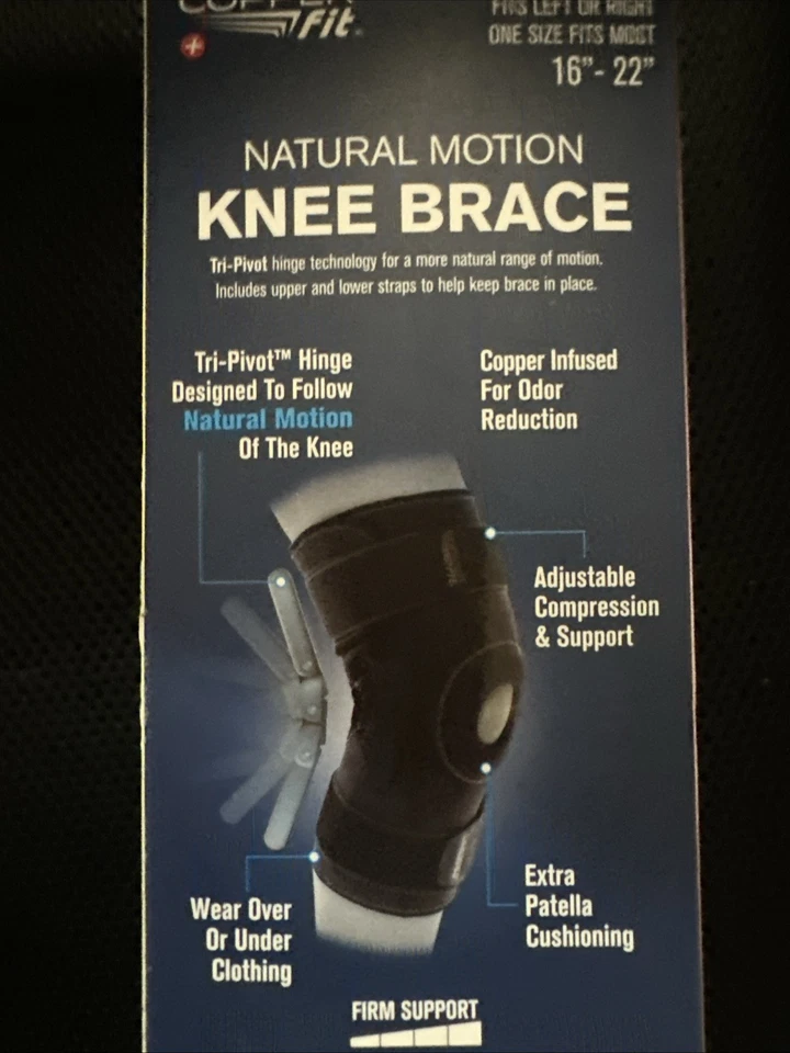 Rodillera ajuste cobre MOVIMIENTO NATURAL, bisagra tri-pivote, ajustable*LEER MÁS* 1ct Foto 3 de 4