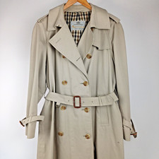 Vintage Aquascutum Aqua 5 Beige Belted Trench Coat Mac Jacket UK 12 Checked
